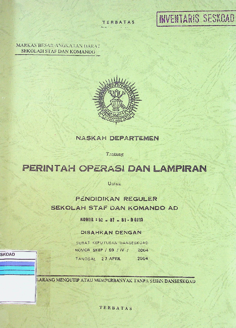 NASKAH DEPARTEMEN TENTANG PERINTAH OPERASI DAN LAMPIRAN